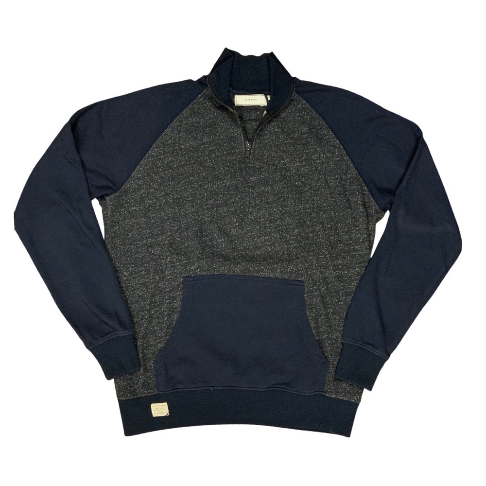 Five Four Mens Quarter Zip Sweatshirt Navy Gray Colorblock Pullover Medium